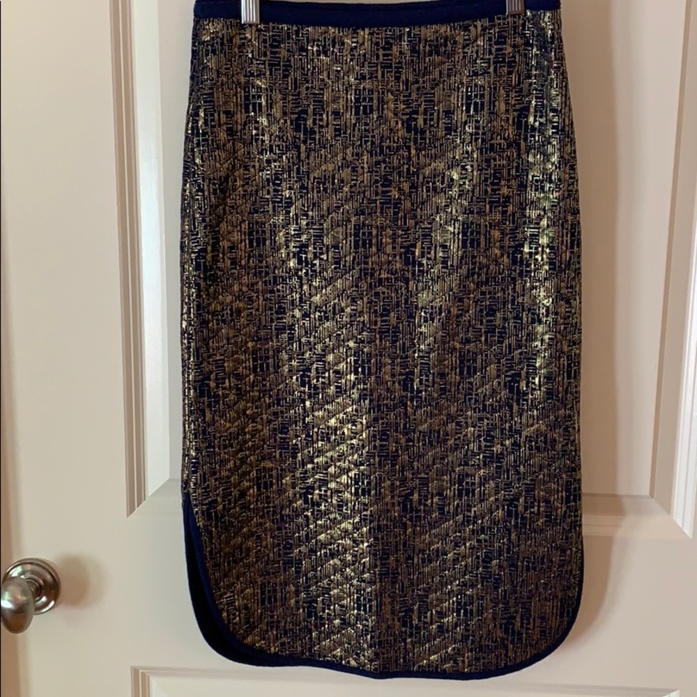 Gold and blue midi skirt